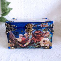 good fairy tales, blue box, daughter gift, fairy box, baby box, for son, trinket box, glossy casket, girls jewelry box
