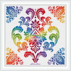 cross stitch pattern panel damask ornament floral rainbow abstract pillow napkin counted crossstitch patterns pdf