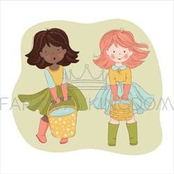 labor day girlfriend spring season work vector illustration set