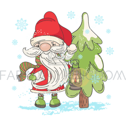 lamp santa merry christmas cartoon vector illustration set