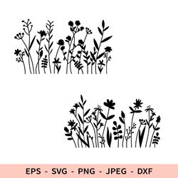 Wildflowers Svg Field Flowers File for Cricut Floral Silhouette dxf for laser cut