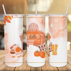 Hello Fall Tumbler, Fall Gift For Women, Fall Tumbler With Straw, Fall Cup With Straw, Fall Tumbler Cup, Fall Lover Gift