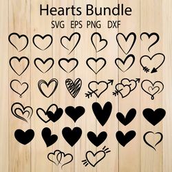 Hand-Drawn  Hearts Svg Bundle, Hearts Svg, Valentine Days Svg, Heart Icon, Heart Cut Files