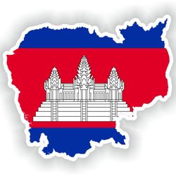 cambodia map flag silhouette sticker for laptop book fridge guitar motorcycle helmet toolbox door pc boat