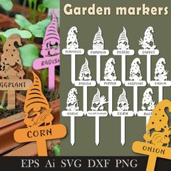 Garden markers with gnomes. SVG. Files to cut