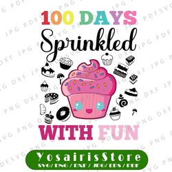 100 days sprinkled with fun svg, 100 days of school svg, sprinkled with fun girls 100 days of school, 100 days