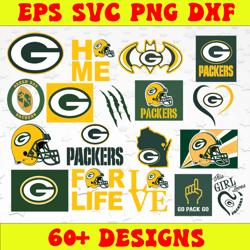 Bundle 19 Files Green Bay Packers Football team Svg, Green Bay Packers Svg, NFL Teams svg, NFL Svg, Png, Dxf, Eps