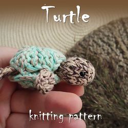 Turtle toy knitting pattern, cute knitted turtle, amigurumi pattern, small knitted gifts, animal knitting pattern, ebook