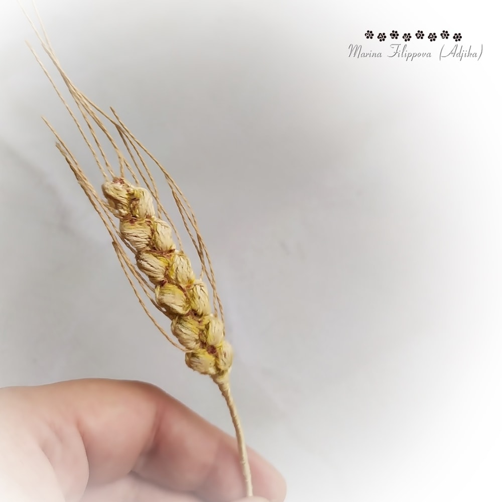 Spikelet crochet pattern, crochet accessory for doll, realistic toy, crochet flower, handmade plant, artificial plant 3.jpg