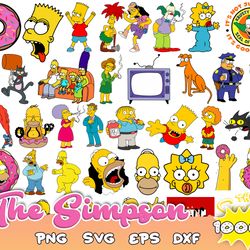 1000 Simpsons Clip Art bundle, Simpsons SVG cut files for Cricut, Silhouette, PNG, DXF, instant download