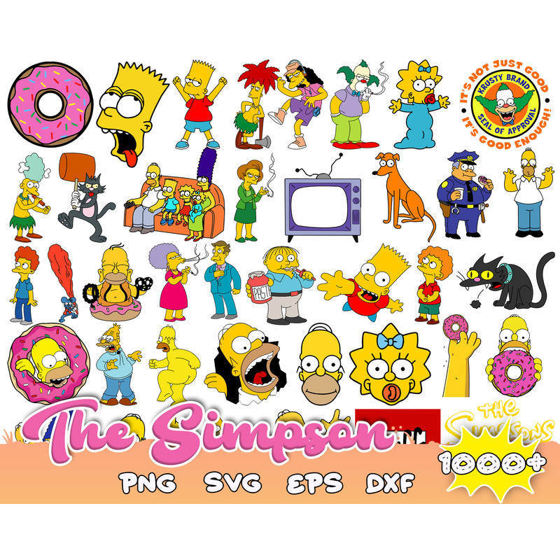 1000 Simpsons Clip Art bundle, Simpsons SVG cut files for Cricut, Silhouette, PNG, DXF, instant download.jpg