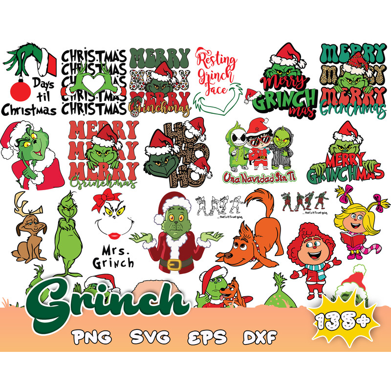 135 The Grinch Svg Bundle Layered Item, Clipart, Cricut, Digital Vector Cut Files.jpg
