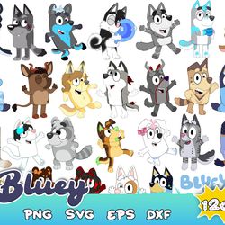 150 Bluey SVG Bundle, Bluey Cut Files for Cricut, Bluey the Dog Clipart, Bluey PNG, Bluey Layered Svg