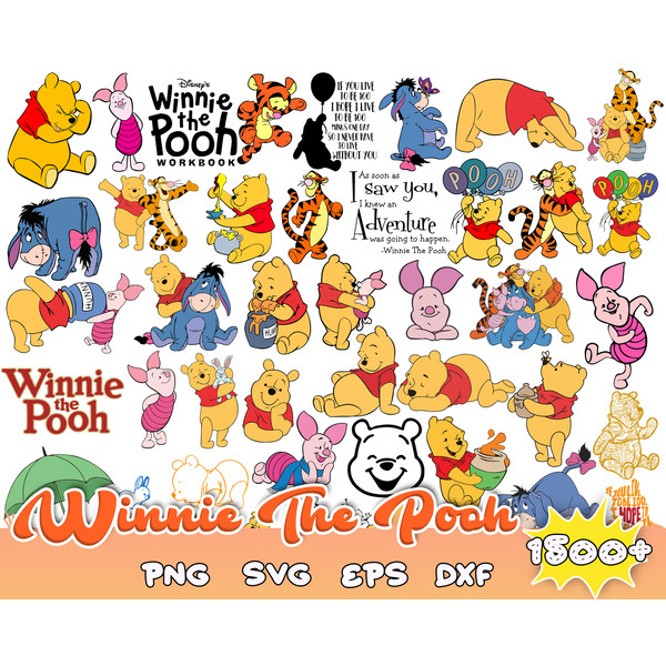 1500 Winnie The Pooh LAYERED SVG Designs, Pooh svg png bundle for cricut, Tigger Eeyore and Piglet files.jpg