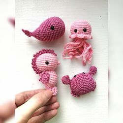 Lilac crochet toys Set Animals Sea