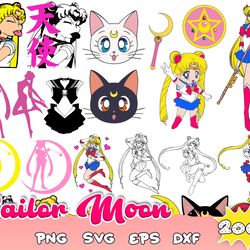 200 Sailor Moon Svg Bundle, Sailor Moon Svg, Sailor Moon Clipart, Sailor Moon Characters, Anime Clipart