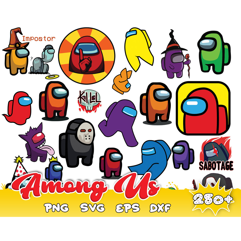 250 Among Us Svg Bundle Layered Item, AmongUs Impasta, Game Impostor Clipart, Cricut, Digital Vector Cut File.jpg