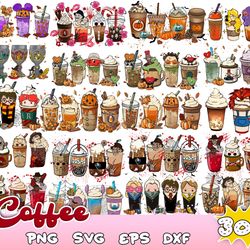 300 Coffee  Png Sublimation Design Bundle , Halloween Coffee Cups Png, Christmas Coffee Cups Png Bundle,Digital Download
