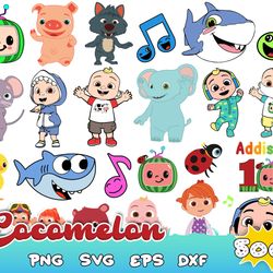 500 cocomelon bundle svg, cocomelon svg, cocomelon jj svg, watermaleon svg, high quality