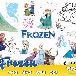550 Frozen Svg, Frozen svg Bundle, Frozen Clipart, Frozen Silhouette, Elsa svg, Anna svg, Instant Download