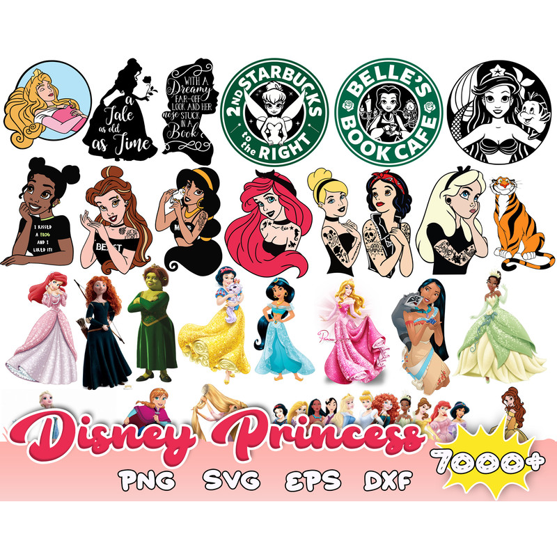7000 Disney Princess SVG Bundle, Frozen svg, Snow White svg, Little Mermaid svg, princess clipart, princess png, Ariel svg.jpg