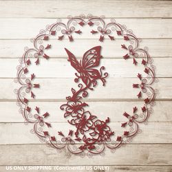 Decorative panel made of metal Wall decor Butterfly with flowers Metal wall sign Wall-mounted home decor Panel for home