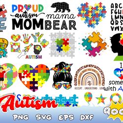 Autism SVG Bundle, Autism Svg, Autism Awareness Svg, Autism Love Svg, Autism Mom Svg, Cut Files, Cricut, Silhouette, PNG