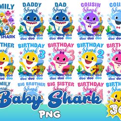 Baby Shark Birthday png, Shark Decor Digital Clipart Bundle png, Baby Shark Png Clipart