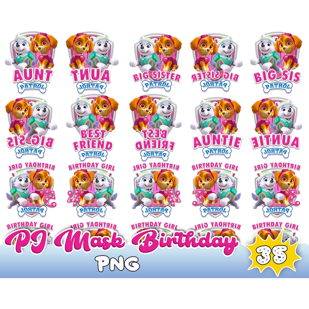 Birthday Boy Digital File PNG Transparent Background Party Family Matching Bundle T-shirt Characters Paw Cartoon Sublimation.jpg