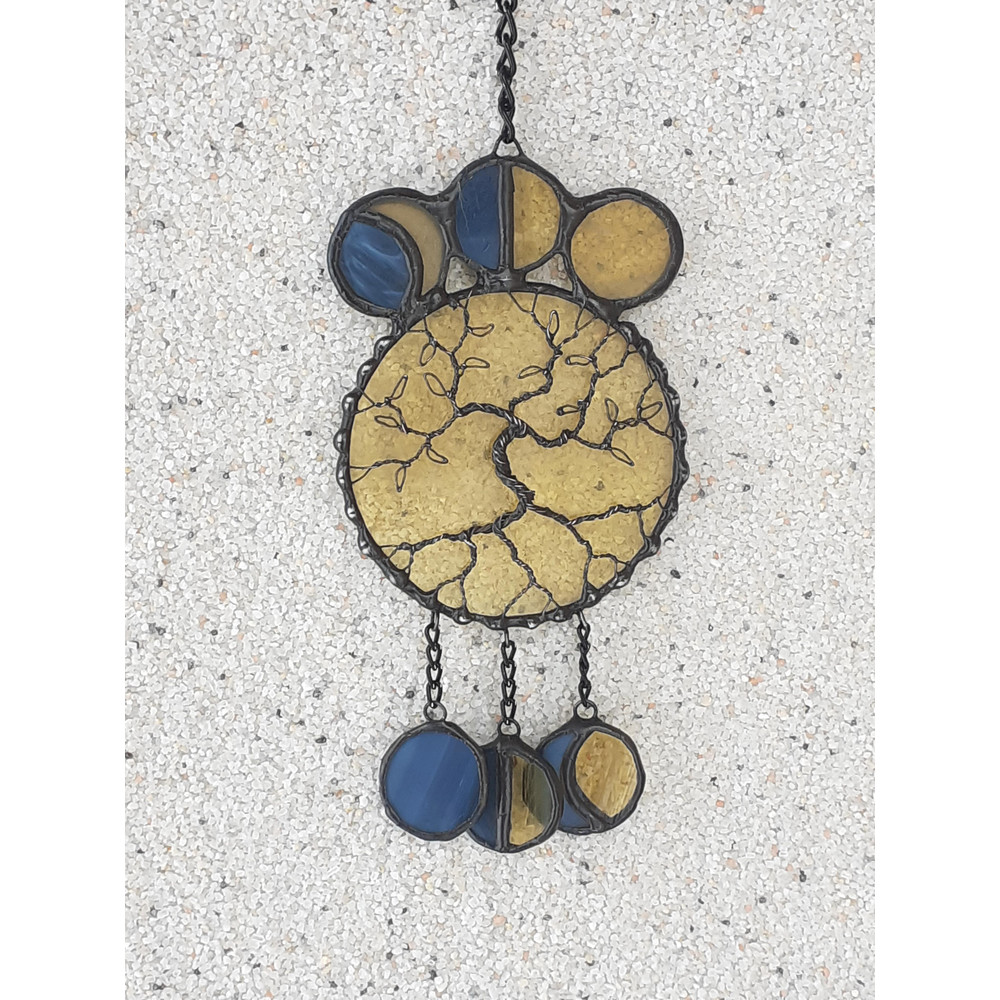Moon Phases Stained Glass Ornament Tree Of Life Car Mirror Suncatcher Pagan Decor Celtic Good Luck Charm Unique Gift 2