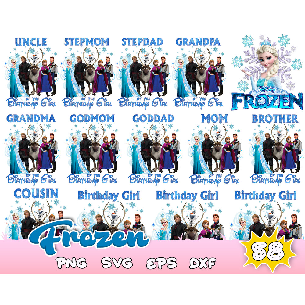 Frozen Birthday PNG, Frozen Clipart Bundle, Elsa PNG, Frozen 2 Clipart Olaf Instant Download, Frozen PNGs for Iron on tshirt sublimation.jpg