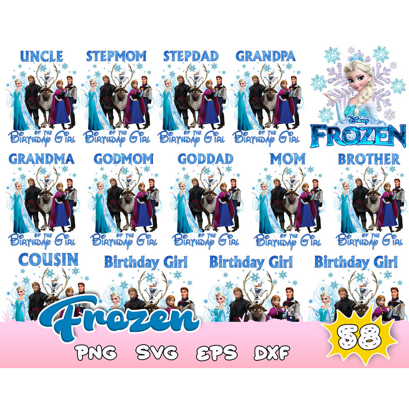 Frozen Birthday PNG, Frozen Clipart Bundle, Elsa PNG, Frozen 2 Clipart Olaf Instant Download, Frozen PNGs for Iron on tshirt sublimation.jpg