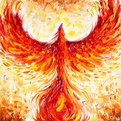 Phoenix Abstract Oil Painting Phoenix Original Art Bird Phoenix Wall Art Handmade. MADE TO ORDER