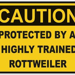 caution protected by a rottweiler warning sticker for laptop book fridge guitar motorcycle helmet toolbox door pc boat