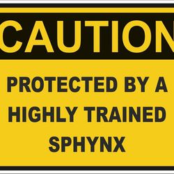 cat caution protected by sphynx warning sticker for laptop book fridge guitar motorcycle helmet toolbox door pc boat