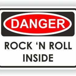 rock n roll inside danger warning sticker for laptop book fridge guitar motorcycle helmet toolbox door pc boat