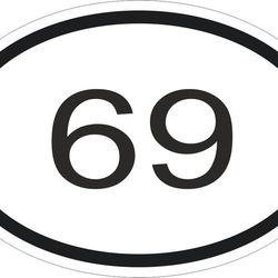 69 funny country code oval sticker sex for bumper laptop book fridge motorcycle helmet toolbox door pc hard hat tool box