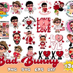 Valentine Bad Bunny Svg Png Bundle, Valentines Benito Png, Bad Bunny Valentines Png, Un San Valentin Sin Ti PNG, Digital