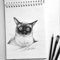 siamese cat pet portrait digital file for download and printable