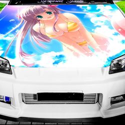 Vinyl Car Hood Wrap Full Color Graphics Decal Anime Girl Sticker 4