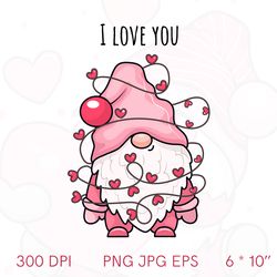 Valentine gnome PNG, Valentine  gnomes clip art, Valentine gnomes Sublimation, Instant Download, Digital Download