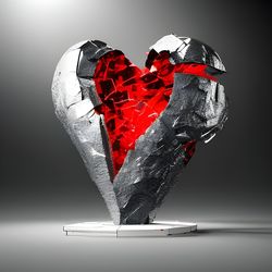 red glass heart (pack 2)