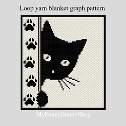 Loop yarn Black cat blanket pattern PDF Download