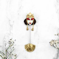 avatar aang pin. suki pin. handmade sculpture polymer clay. unusual gift handcrafted