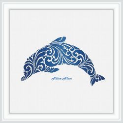cross stitch pattern dolphin silhouette ornament marine sea animal fish monochrome counted crossstitch patterns pdf
