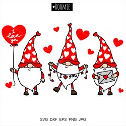 Valentine Gnomes Clipart Svg, Scandinavian Gnome Svg, i love you svg, Valentine Shirt Design, Gnomes with Hearts Cricut