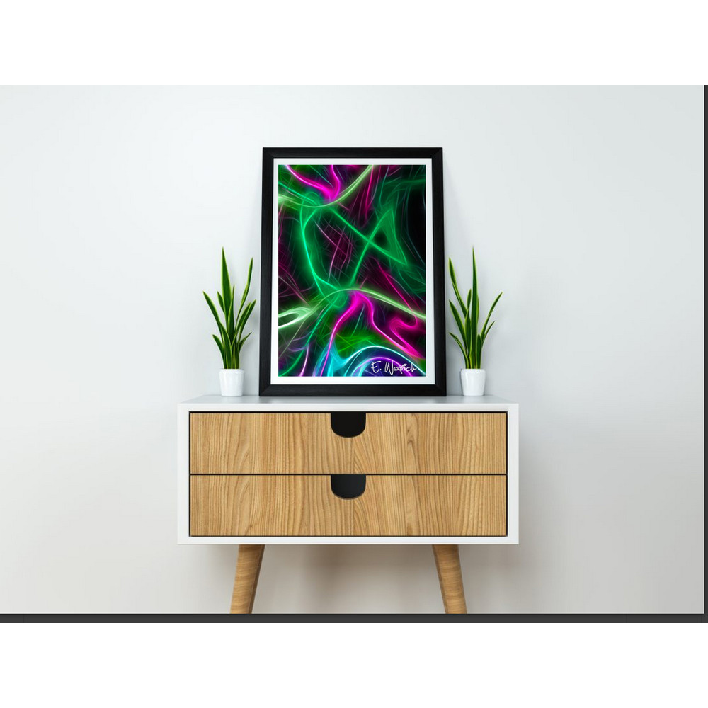Colorful Things black frame signed on brown desk.jpg