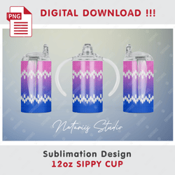 Winter Knitted Pattern - Seamless Sublimation Pattern - 12oz SIPPY CUP - Full Cup Wrap