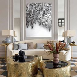 silver leaf Abstract, Modern Acrylic Painting on Canvas, Large Gold leaf Abstract Painting, Original Abstract Painting