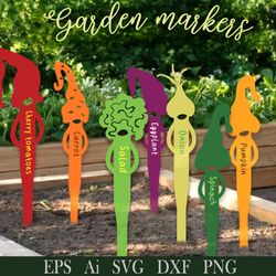 Garden markers with gnomes